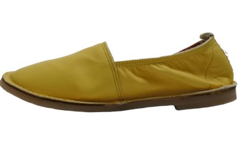 【モモ MO-2 イエロー】ぺたんこ柔らか本革シューズ